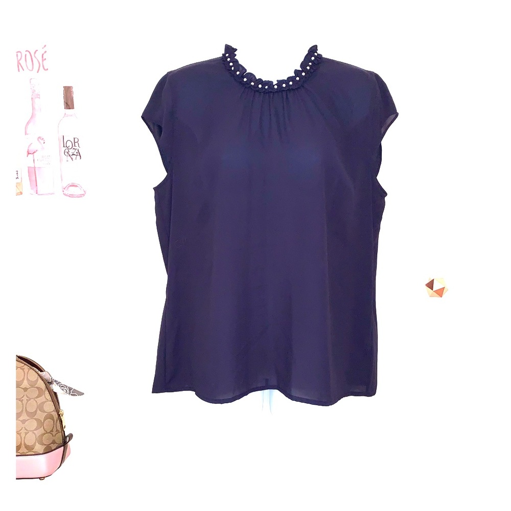 Karl Lagerfeld Pearl Collar Blouse